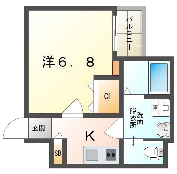 H-MAISON門真南II(1K/1階)の間取り写真