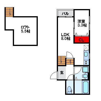 CAMELOT福津(1SLDK/1階)の間取り写真