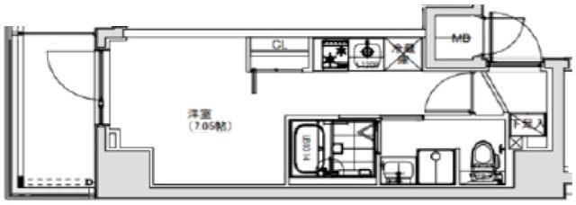 S-RESIDENCE横濱阪東橋(ワンルーム/2階)の間取り写真