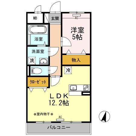 ウィステリアII(1LDK/1階)の間取り写真