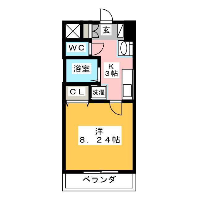 BRIGHT COURT 元浜(1K/4階)の間取り写真