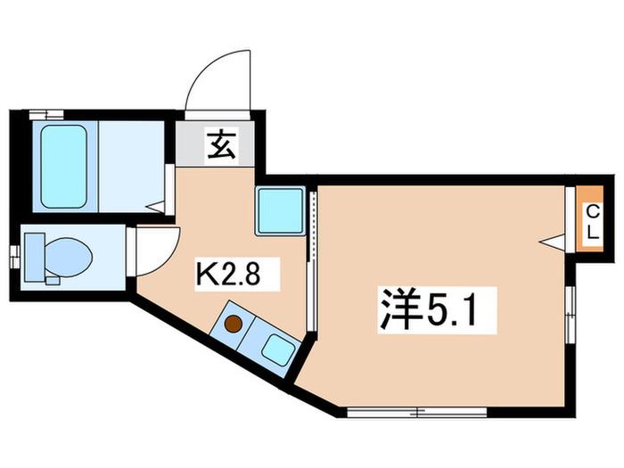 G・Aヒルズ西横浜(1K/1階)の間取り写真