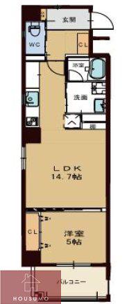 ジューム南森(1LDK/8階)の間取り写真