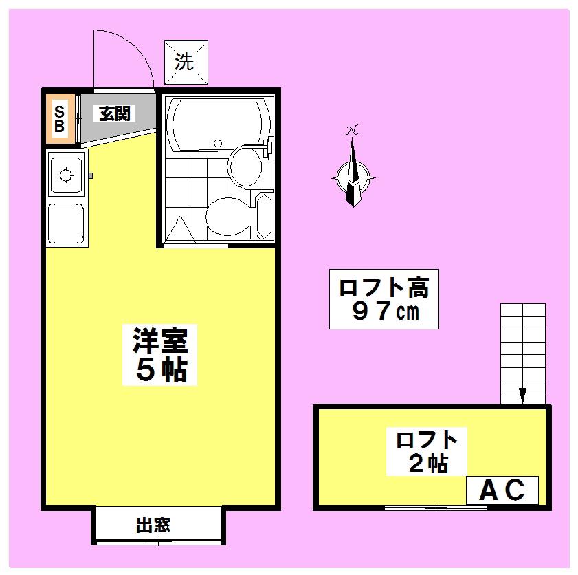 モリハイツI(ワンルーム/1階)の間取り写真