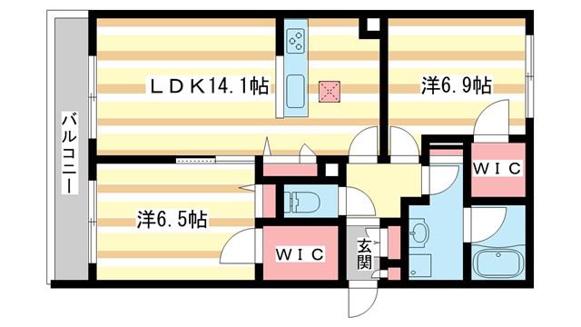 MUMSシャーメゾン学園北(2LDK/1階)の間取り写真