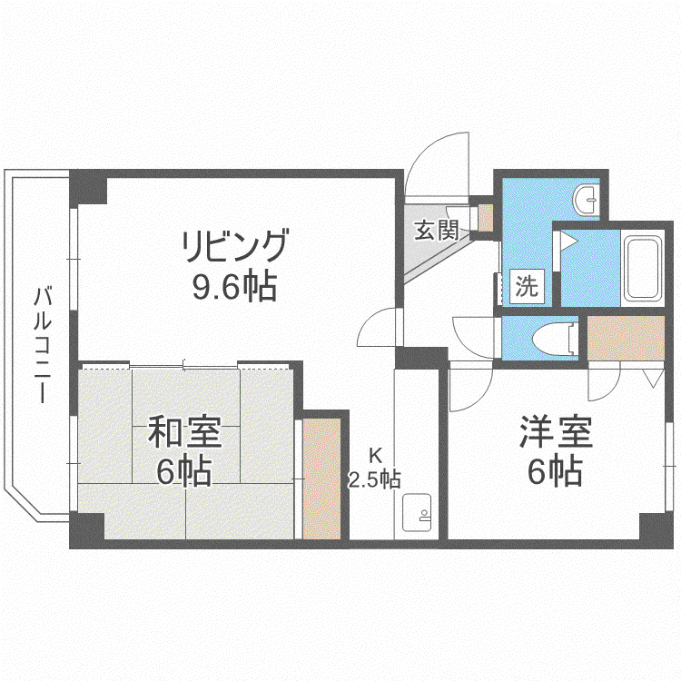 コスモ本町(2LDK/2階)の間取り写真