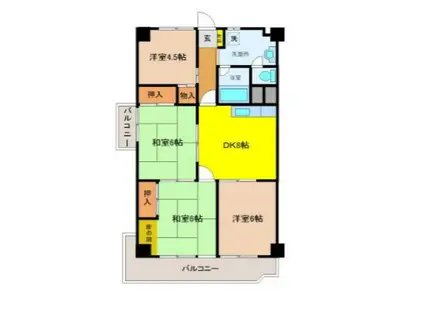 前田コーポ(4DK/6階)の間取り写真