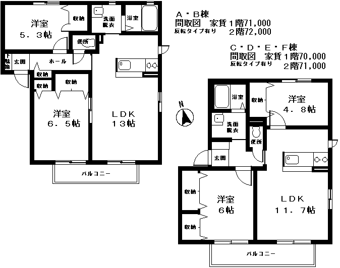 シャーメゾンD・T・M B(2LDK/1階)の間取り写真