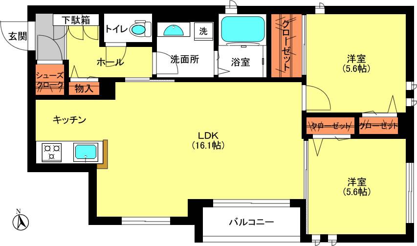 センターフィールド目白(2LDK/3階)の間取り写真