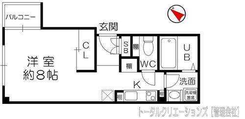 ウィステリア豊中本町(1K/3階)の間取り写真