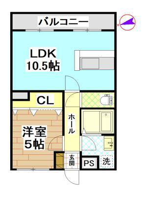 リアンVH(1LDK/1階)の間取り写真