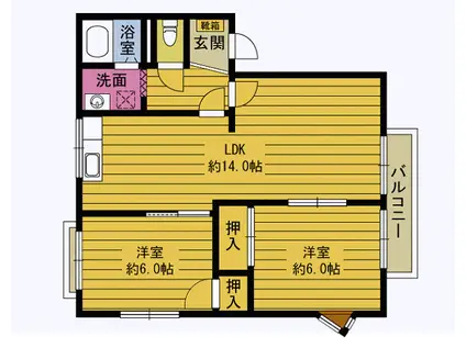 メゾンボザール(2LDK/2階)の間取り写真