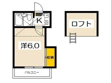 オアシス(1K/2階)の間取り写真
