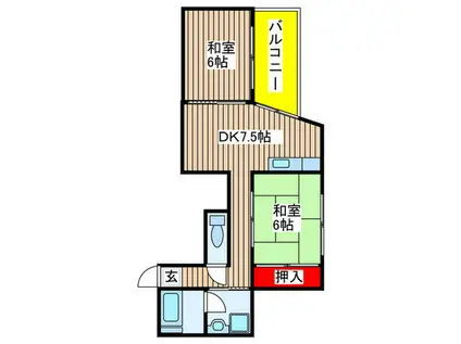シノダビル(2DK/4階)の間取り写真
