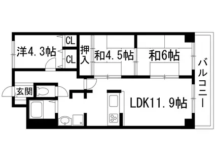 サニードゥエル宝塚(3LDK/10階)の間取り写真