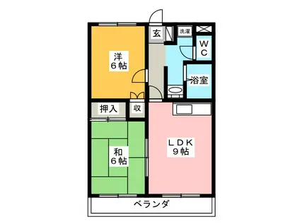 サンハイツうちきん(2LDK/2階)の間取り写真