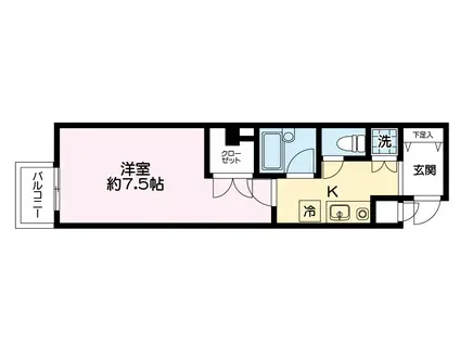 グランメールヤナセ(1K/1階)の間取り写真
