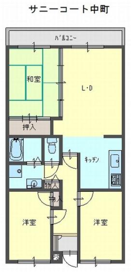 サニーコート中町(3LDK/1階)の間取り写真