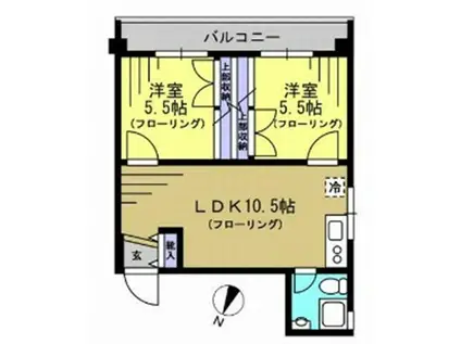 北沢ハイム(2LDK/4階)の間取り写真