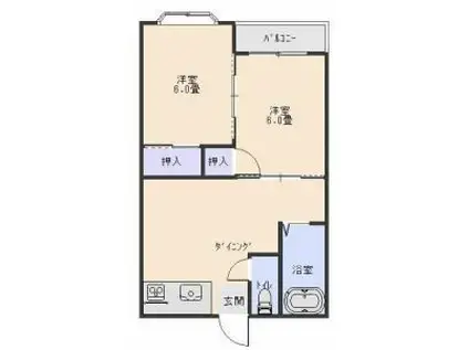 エクセレンス(2DK/2階)の間取り写真