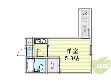 JPアパートメントSUITA(1K/2階)の間取り写真