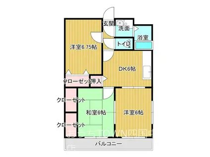 石川勉マンション(3DK/1階)の間取り写真