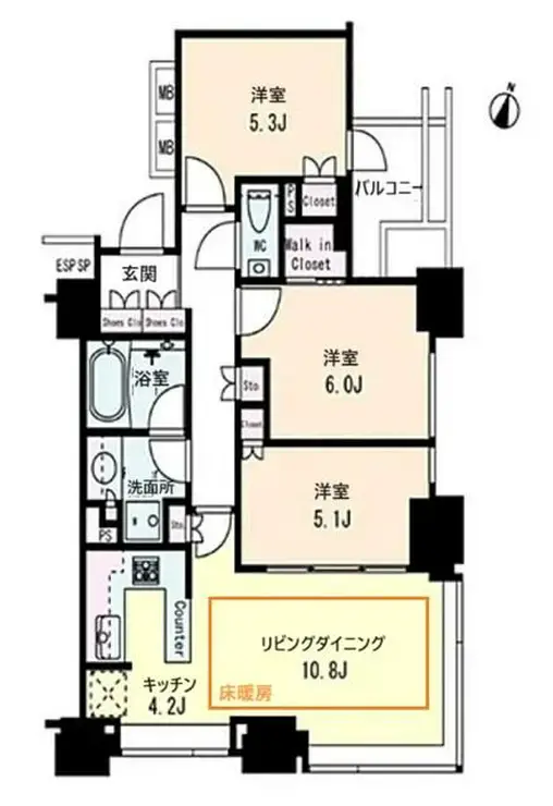 シティタワー九段下 7階階 間取り