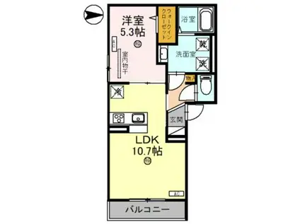 D-ROOM平野III(1LDK/2階)の間取り写真
