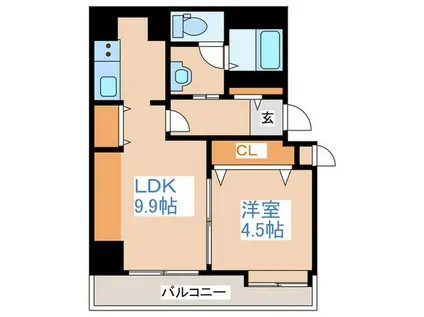 ピュア東彩館(1LDK/4階)の間取り写真