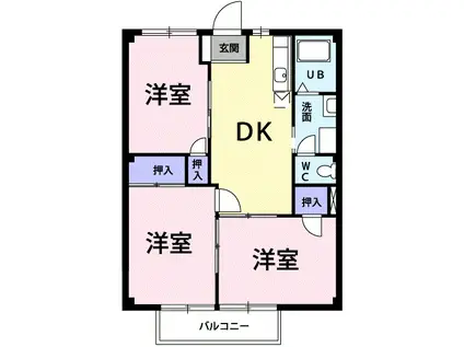 ニューシティ西本(3DK/1階)の間取り写真