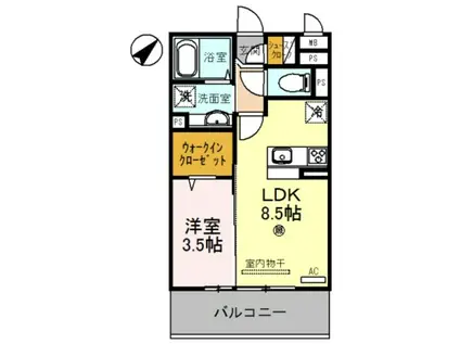 D-ROOM野崎(1LDK/3階)の間取り写真