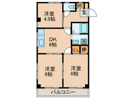タケダハイツ(3DK/3階)の間取り写真
