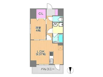 富田町二丁目マンション(1LDK/2階)の間取り写真