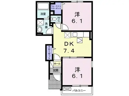 ミルト近見 II(2DK/1階)の間取り写真