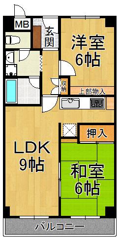 ロイヤルメゾン宝塚南(2LDK/4階)の間取り写真