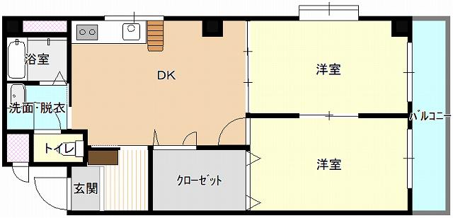 ガーデンヒルズ東山(2DK/3階)の間取り写真