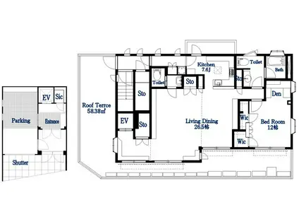 シャンブルドゥオリオールI(1LDK/3階)の間取り写真