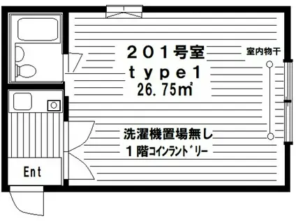 山王ヒルズ(1K/2階)の間取り写真