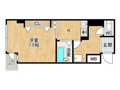 オアシス門司港(1K/3階)の間取り写真