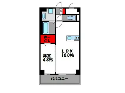 エルヴィータ箱崎(1LDK/1階)の間取り写真