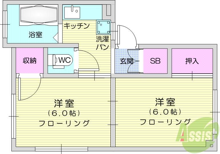 コーポりら(2K/2階)の間取り写真