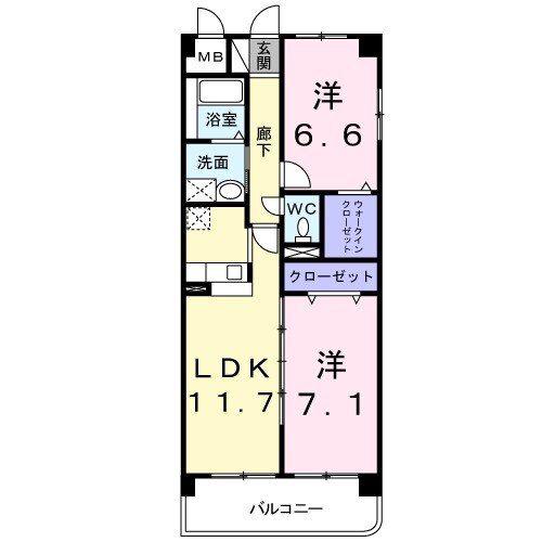 サンビオラ(2LDK/3階)の間取り写真