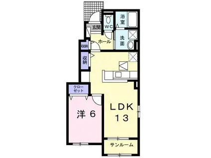 ラフレシールメゾンA(1LDK/1階)の間取り写真