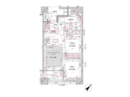 オーパスレジデンス銀座イースト(2LDK/7階)の間取り写真