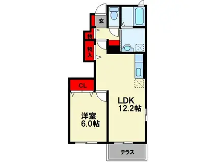 グリーンヒル・ガーデンA(1LDK/1階)の間取り写真