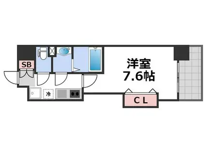 LUXE玉造II(1K/8階)の間取り写真