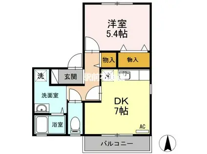 ファミリー神野(1DK/2階)の間取り写真