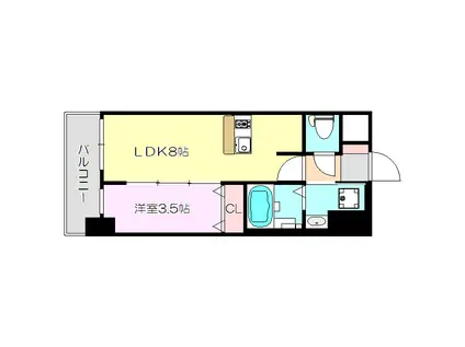 スワンズシティ新大阪ヴィーヴォ(1LDK/3階)の間取り写真