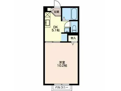 ディアコート願海寺(1DK/2階)の間取り写真