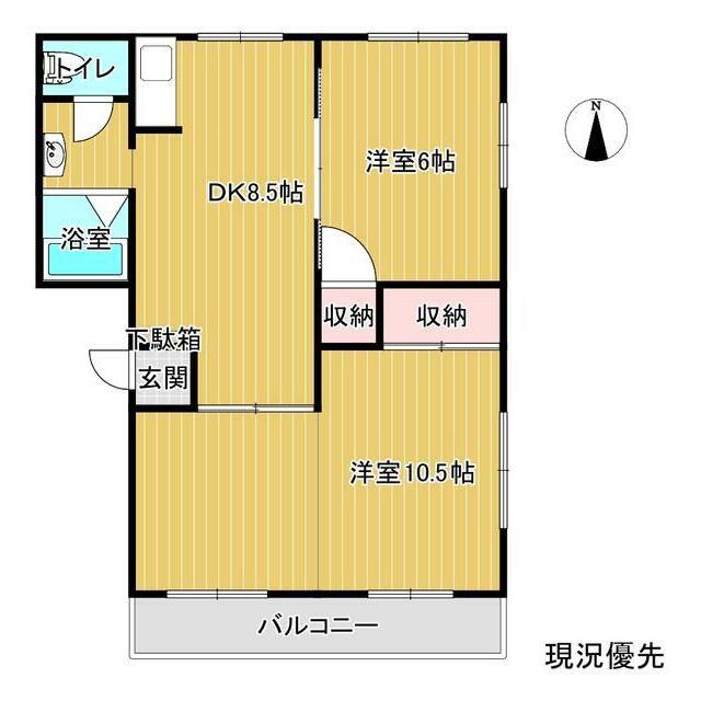 サンビレッジ・シュー A(2LDK/1階)の間取り写真
